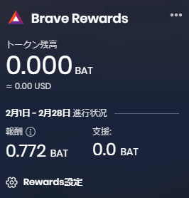 Brave Rewards進行状況画面